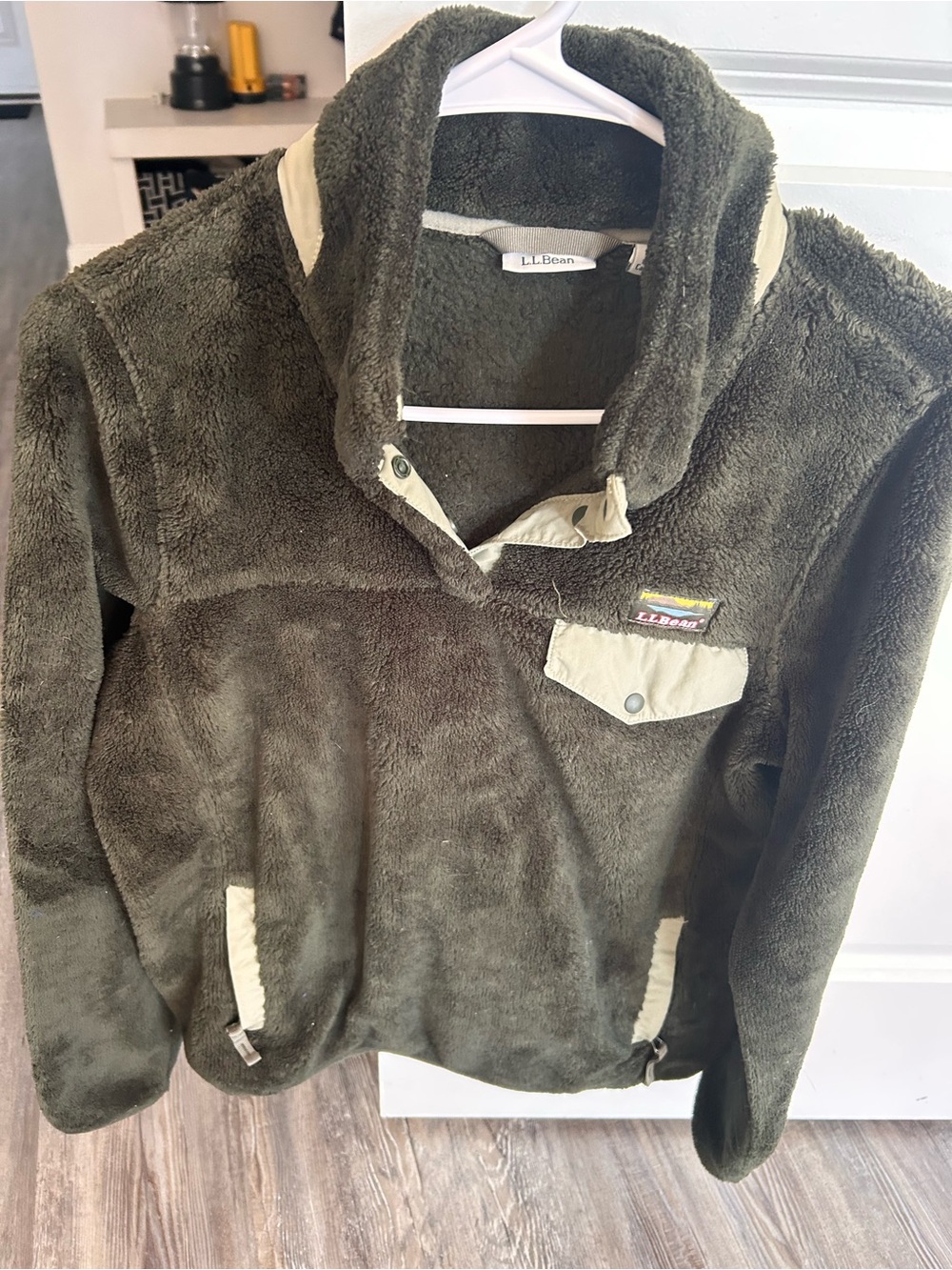 L.L. Bean Women’s Olive Green Fleece Pullover Jacket